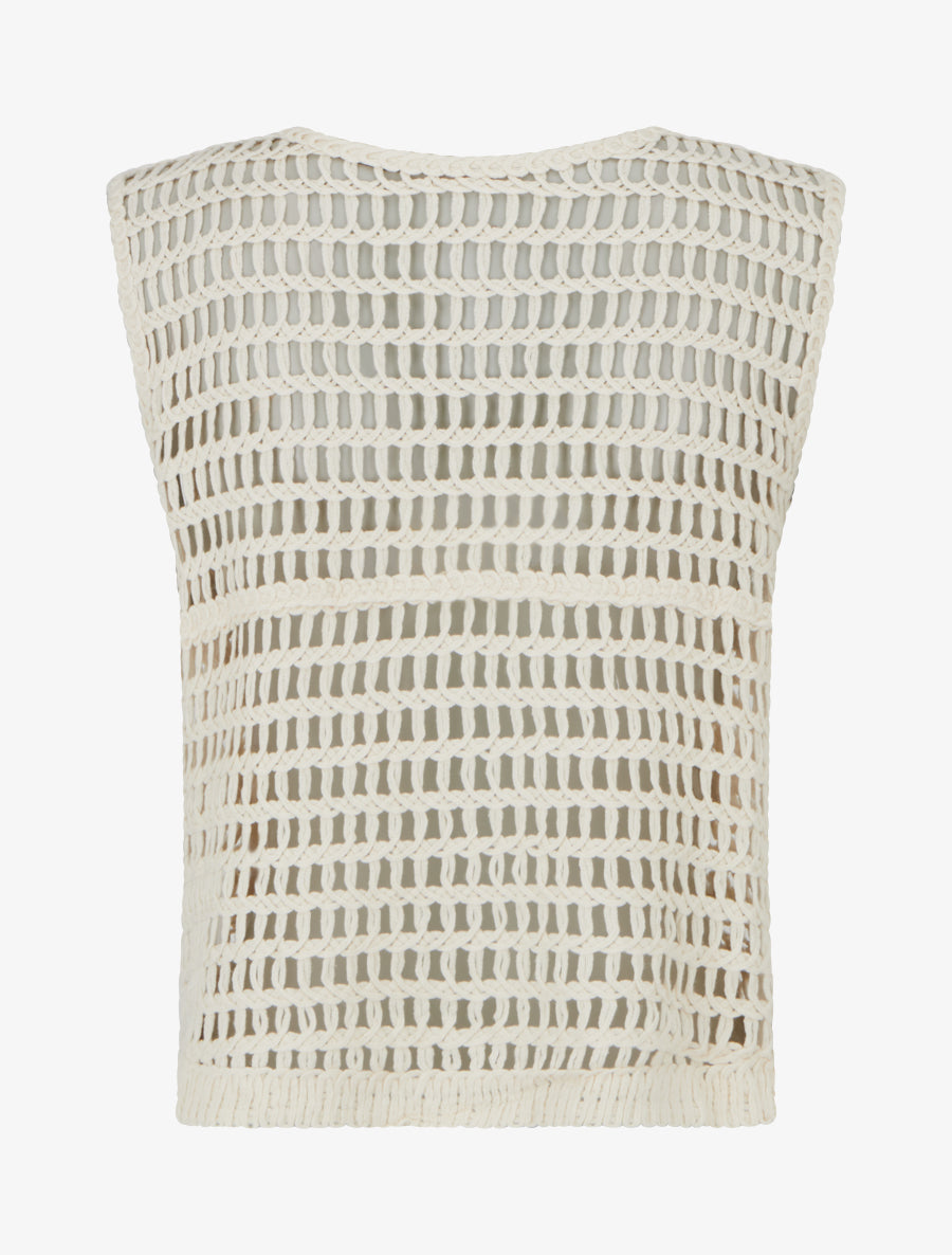 Gilet boutonné en crochet - Beige - 2