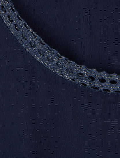 Top uni à poche brodée - Marine - 3