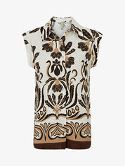 Chemise sans manches imprimé tropical - Noir - 1