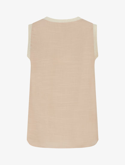 Top droit sans manches à fleur brodée - Sable - 2