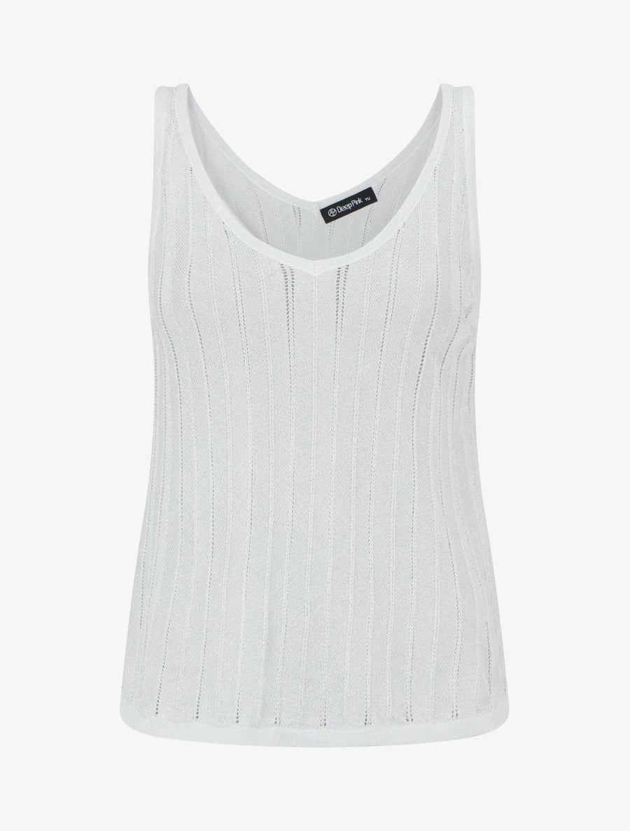 Débardeur en maille fine côtelée - Blanc - 1