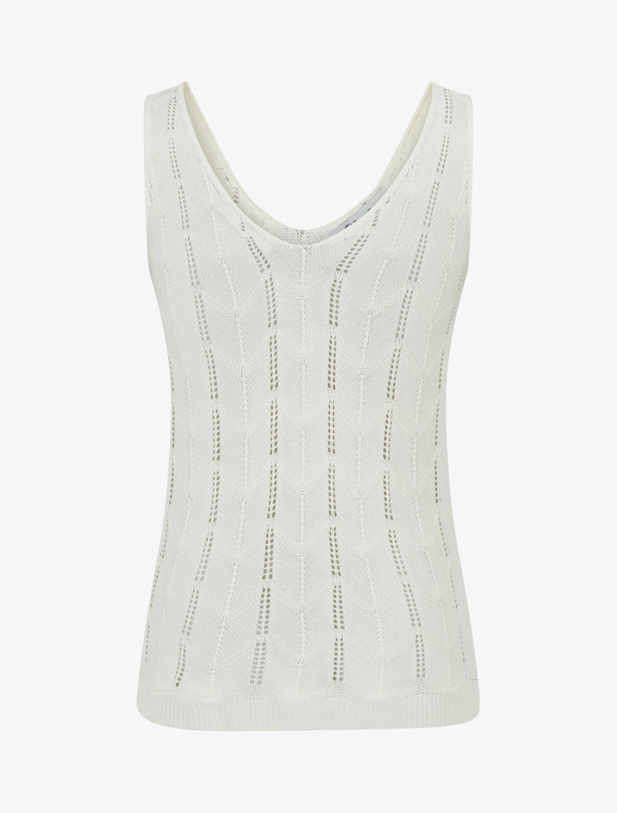 Débardeur à col V en maille fantaisie - Beige - 2