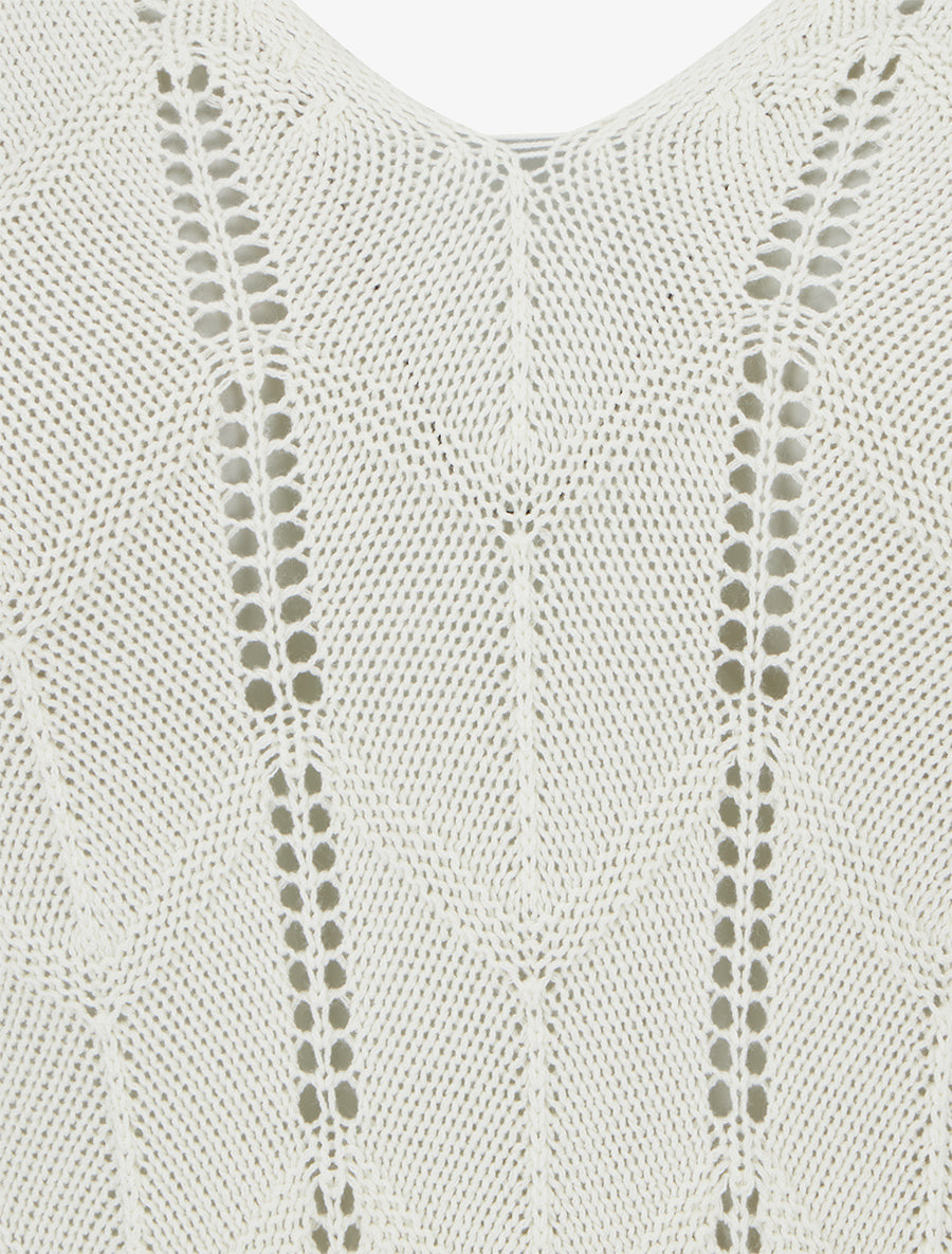 Débardeur à col V en maille fantaisie - Beige - 3