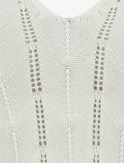 Débardeur à col V en maille fantaisie - Beige - 3