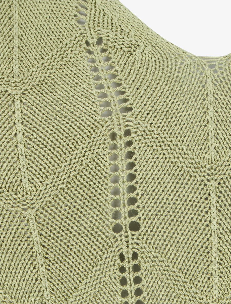 Débardeur à col V en maille fantaisie - Vert olive - 3