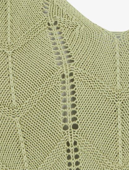 Débardeur à col V en maille fantaisie - Vert olive - 3