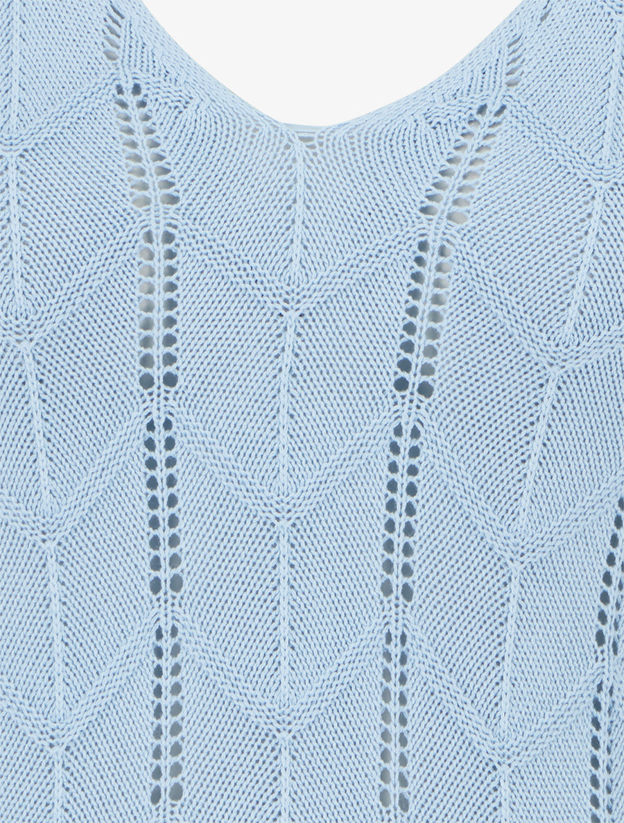 Débardeur à col V en maille fantaisie - Bleu ciel - 3
