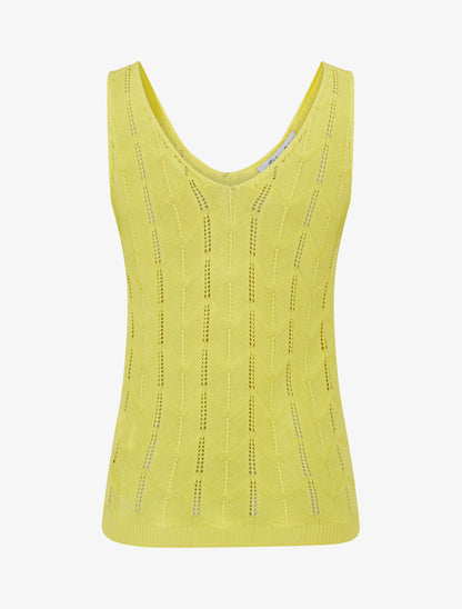 Débardeur à col V en maille fantaisie - Jaune - 2