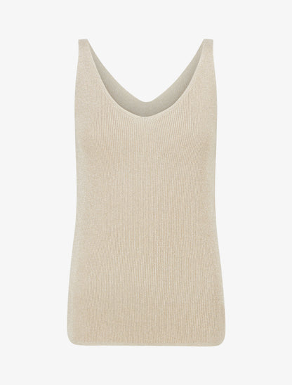 Débardeur à col V en maille irisée - Beige - 1