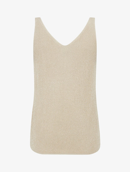 Débardeur à col V en maille irisée - Beige - 2