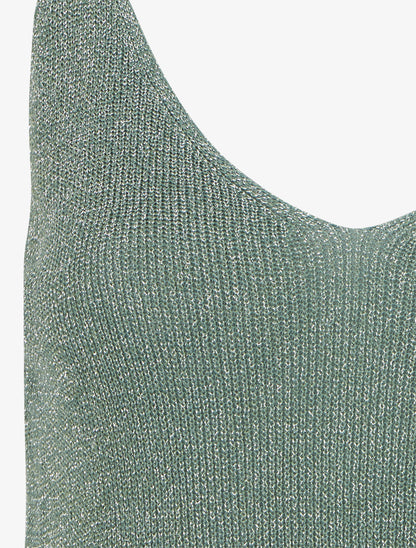 Débardeur à col V en maille irisée - Kaki - 3