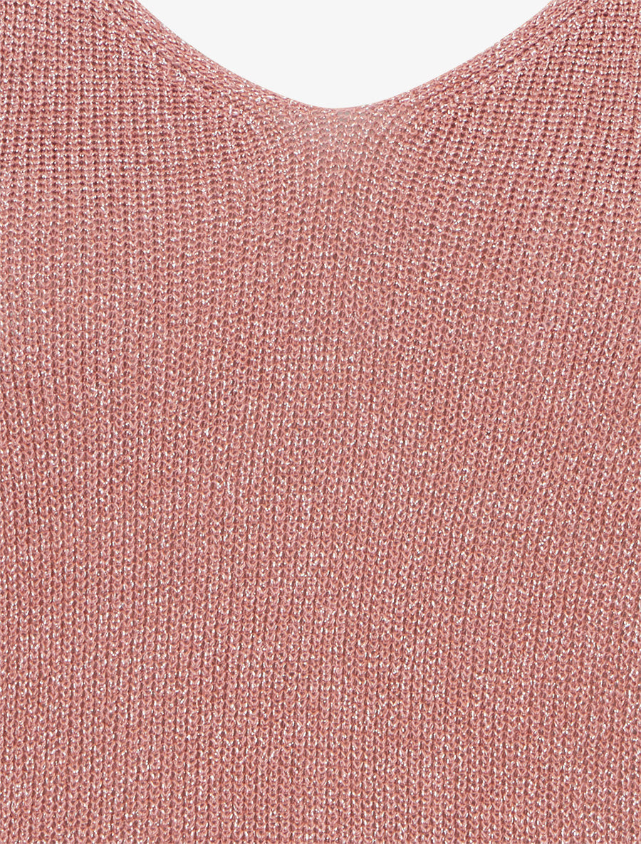 Débardeur à col V en maille irisée - Vieux rose - 3