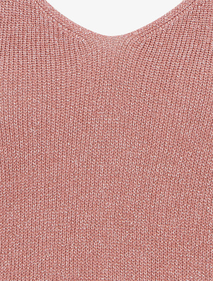 Débardeur à col V en maille irisée - Vieux rose - 3
