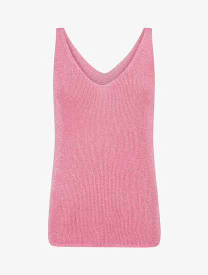Débardeur à col V en maille irisée - Rose bonbon - 1