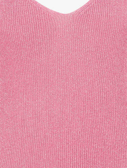 Débardeur à col V en maille irisée - Rose bonbon - 3