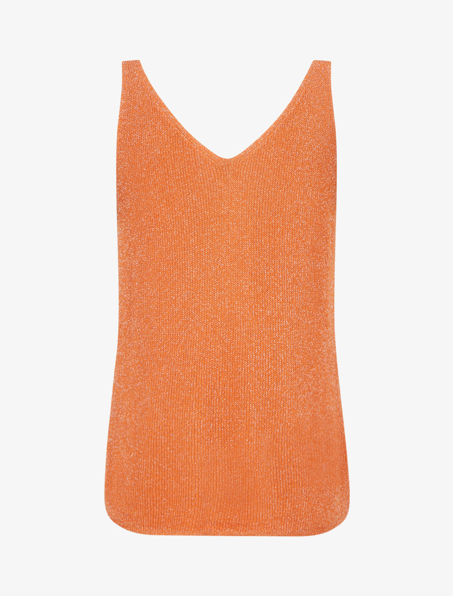 Débardeur à col V en maille irisée - Orange - 2
