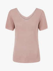 Top manches courtes en maille irisée - Rose - 1