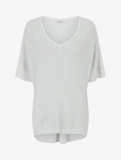 Top oversize en maille fine irisée - Blanc - 1