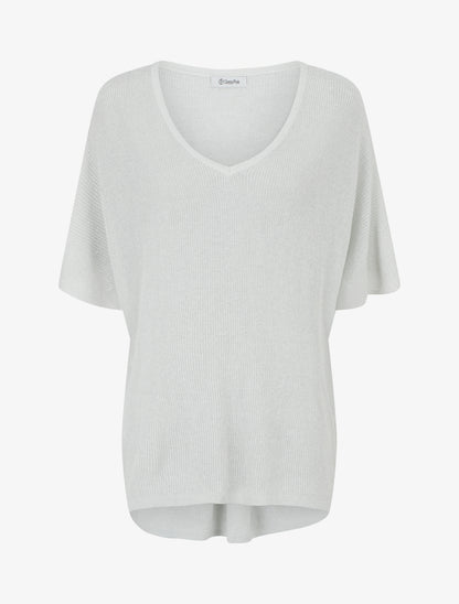 Top oversize en maille fine irisée - Blanc - 1