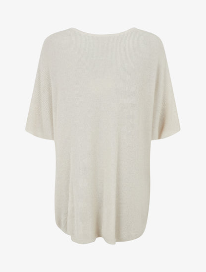 Top oversize en maille fine irisée - Écru - 2