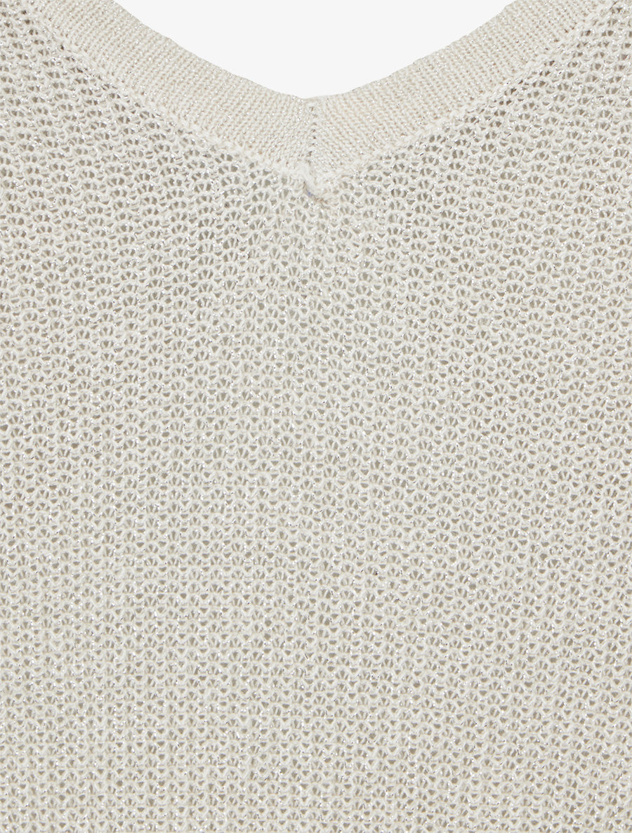 Top oversize en maille fine irisée - Écru - 3