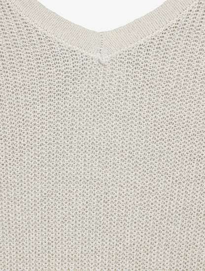 Top oversize en maille fine irisée - Écru - 3