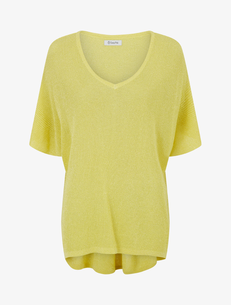 Top oversize en maille fine irisée - Jaune - 1