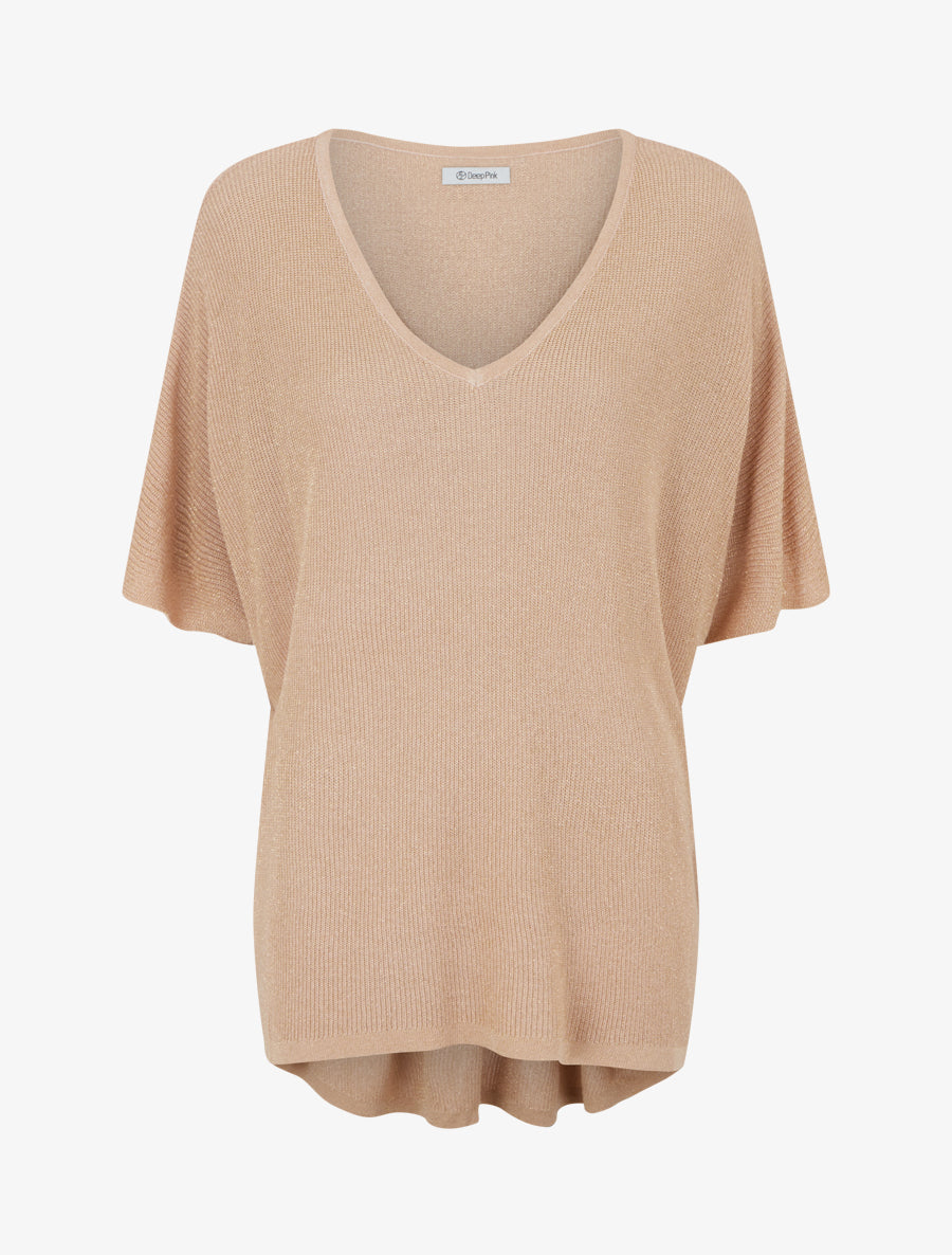 Top oversize en maille fine irisée - Champagne - 1