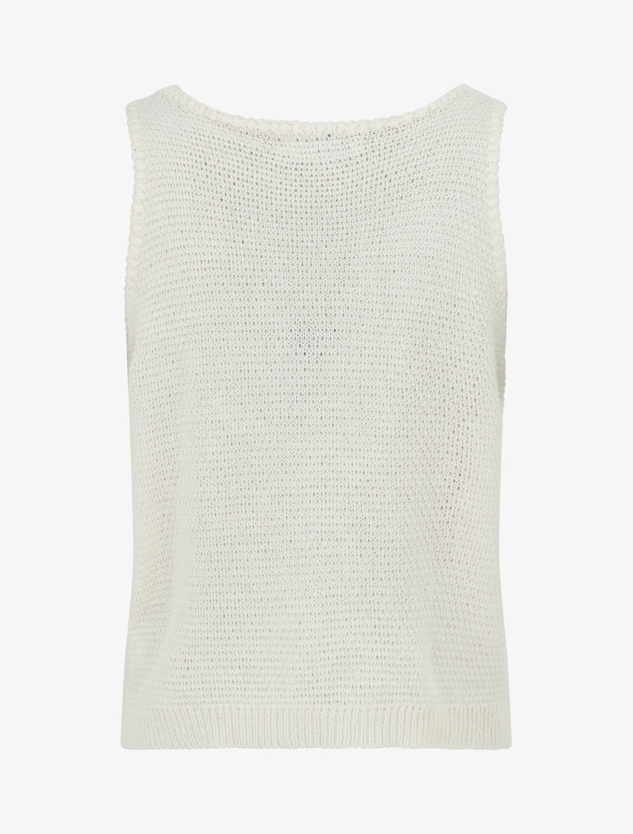 Top boutonné en maille ajourée - Beige - 2