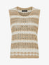 Débardeur tricoté à rayures - Beige - 1