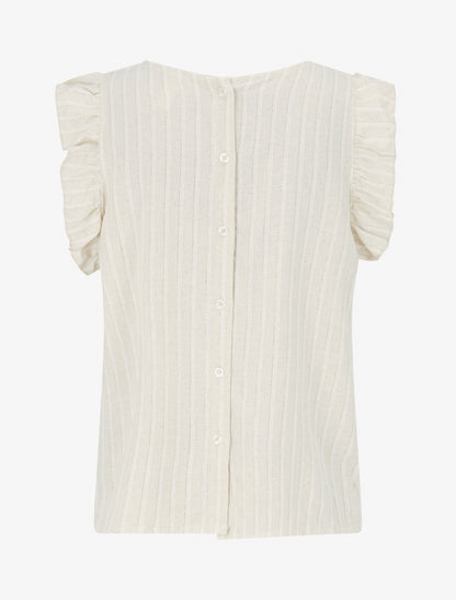 Top droit rayé à mancherons - Beige/or - 2