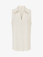 Top sans manches à rayures irisées - Beige - 1