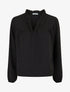 Blouse fluide à col V brodé - Noir - 1
