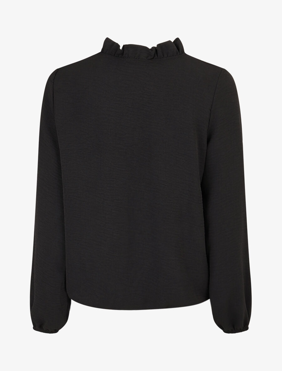 Blouse fluide à col V brodé - Noir - 2