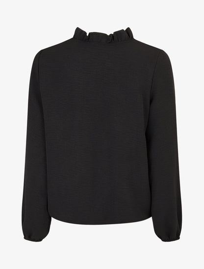 Blouse fluide à col V brodé - Noir - 2