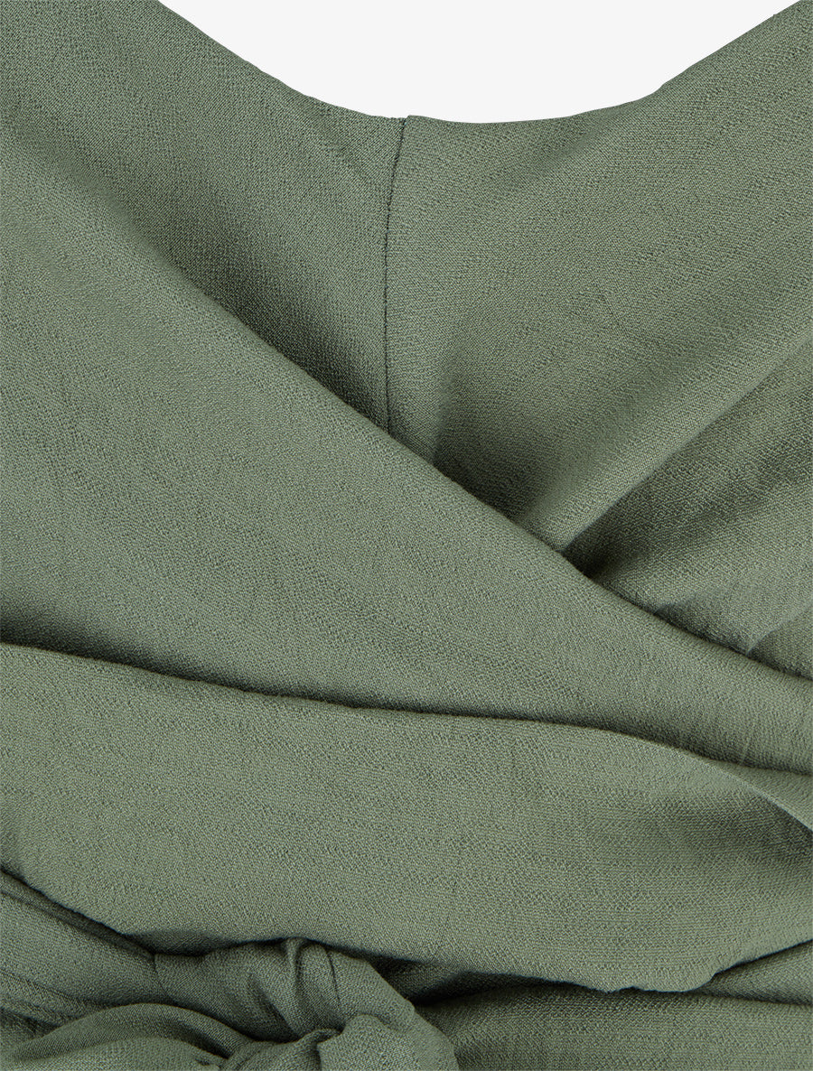 Combinaison ample à noeud et fines bretelles - Kaki - 3