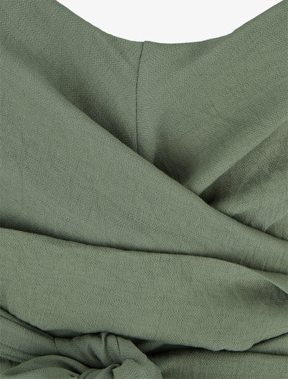 Combinaison ample à noeud et fines bretelles - Kaki - 3