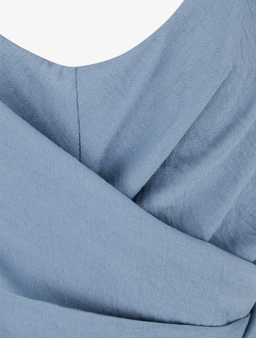 Combinaison ample à noeud et fines bretelles - Bleu - 3