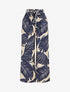 Pantalon imprimé feuillage à taille haute élastiquée - Marine - 1
