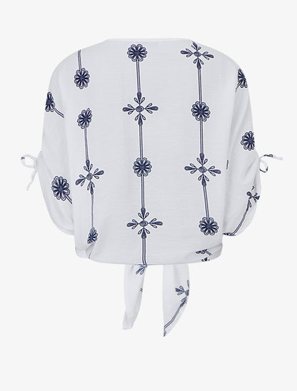 Chemisier boutonné à manches courtes effet lin - Blanc - 2