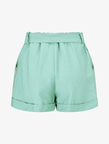 Short uni à revers - Turquoise - 2