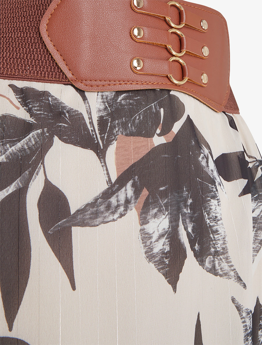 Jupe longue imprimé feuillage fantaisie - Noir - 3