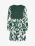 Robe mi-longue patineuse imprimé végétal - Vert foncé - 1