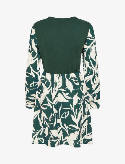 Robe mi-longue patineuse imprimé végétal - Vert foncé - 2
