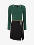 Robe fendue à col détail chaînes - Vert sapin - 1