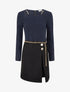 Robe fendue à col détail chaînes - Bleu nuit - 1