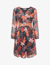 Robe mi-longue évasée imprimé feuilles - Noir - 1