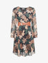 Robe mi-longue évasée imprimé feuilles - Vert foncé - 1
