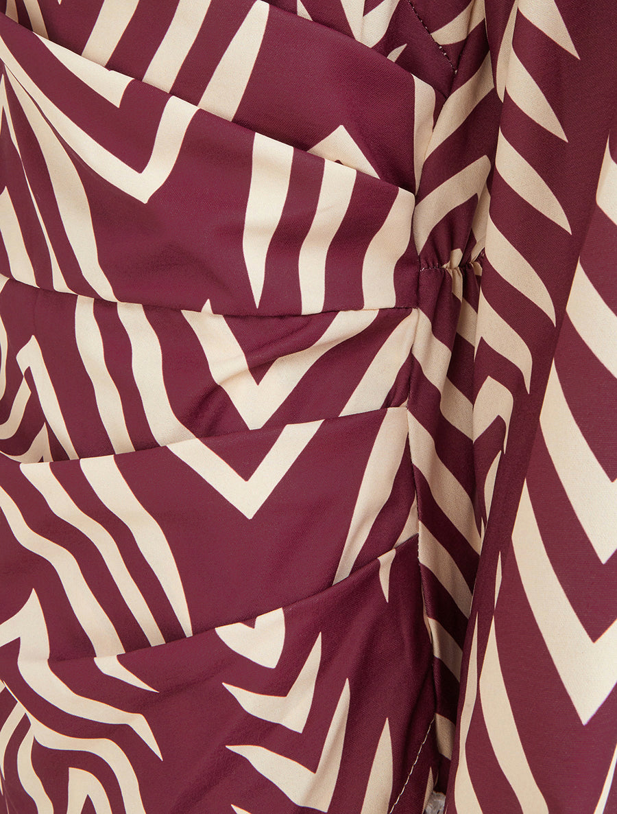 Robe portefeuille imprimé graphique - Prune - 3