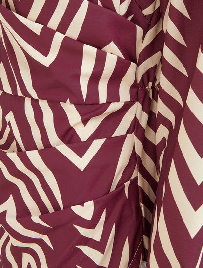 Robe portefeuille imprimé graphique - Prune - 3